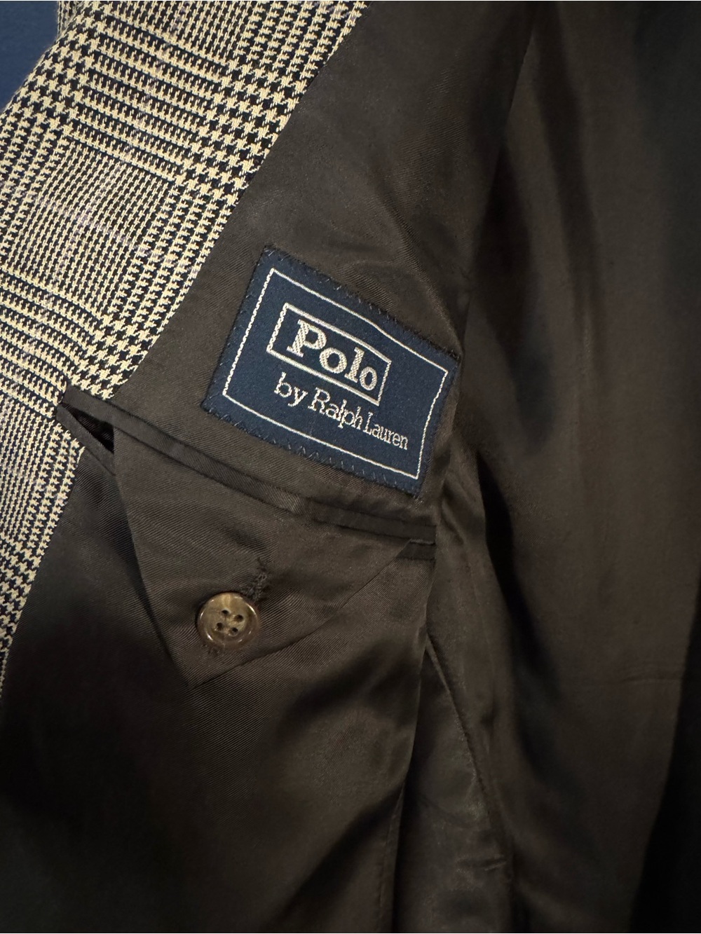 Polo by Ralph Lauren Glen Plaid Sport Coat in White/Black Wool & Flax 42L READ - Picture 5 of 16